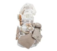 Tarta de pañales personalizada para bebé SPECIAL CAKE, Regalo Original para Baby Shower, Recién Nacido, Bautizo, Pañales D. Sensitive, Pastel de pañales (Toffee)