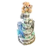 Tarta de pañales Suavinex Magnum XXL gris-azul (Talla 3 (4-9 kg)) by MomentosGourmet .Añade tu dedicatoria personalizada.Regalo para bebé muy práctico. Cesta Canastilla recién nacido.Diaper Cake