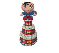 Tarta de pañales Superman (Talla 2 (3-6 kg)) by MomentosGourmet Añade tu dedicatoria personalizada. Regalo para bebé muy práctico. Cesta Canastilla recién nacido. Diaper Cake