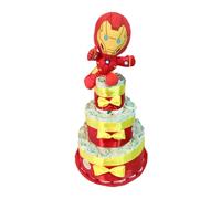 Tarta de pañales temática superheroe (Talla 3 (4-9 kg)) by MomentosGourmet Añade tu dedicatoria personalizada. Regalo para bebé muy práctico. Cesta Canastilla recién nacido. Diaper Cake