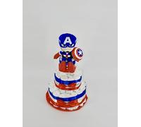 Tarta de pañales The Avengers Capitán América (Talla 3 (4-9 kg)) by MomentosGourmet Añade tu dedicatoria personalizada. Regalo para bebé muy práctico. Cesta Canastilla recién nacido. Diaper Cake