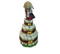 Tarta de pañales Yoda (Talla 2 (3-6 kg)) by MomentosGourmet Añade tu dedicatoria personalizada. Regalo para bebé muy práctico. Cesta Canastilla recién nacido. Diaper Cake