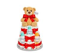Tarta de pañalesNenuco Rojo (Talla 2 (3-6 kg)) by MomentosGourmet Añade tu dedicatoria personalizada. Regalo para bebé muy práctico. Cesta Canastilla recién nacido. Diaper Cake