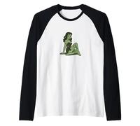 Tarta de Queso Retro para Fiesta de Halloween de Zombie Girl Pinup Camiseta Manga Raglan