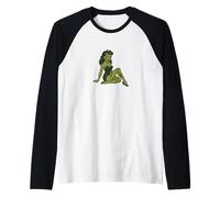 Tarta de Queso Retro para Fiesta de Halloween de Zombie Girl Pinup Camiseta Manga Raglan