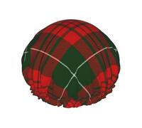 Tartán escocés navideño,Gorro de ducha, gorro de noche, gorro de baño elástico impermeable de doble capa, reutilizable para el cabello.