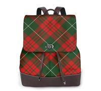 Tartán escocés navideño,Mochila para mujer, impermeable, ligera, de piel sintética, moderna, para viajes.