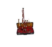 Tartancity Gran juego completo de gaita hecha de madera de rosa con soportes de níquel plateado y estuche rígido.