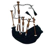 Tartancity Great Highland - Gaita de madera de palisandro natural con soportes plateados, tamaño completo para jugar con libro y bolsa de transporte gratis