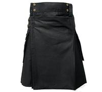 Tartanista Falda escocesa de algodón pesado para hombre (longitud: 24 pulgadas), Negro Liso, 52