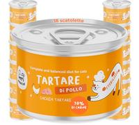 Tartar de pollo | Comida húmeda para gatos completa | Receta monoproteica y sin grano con aceite de salmón | alta digeribilidad y rica en omega 3 y 6 | 18 x 85 g | Made in Italy | Hygge Cat