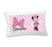 Tartas de pañales y más Almohada Personalizada con Nombre. Ideal para el Colegio/guardería. Vuelta AL Cole. Regalos Personalizados. Diferentes Modelos a Elegir (Minnie Rosa)