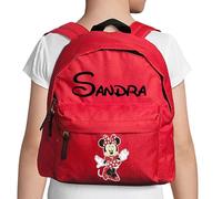 Tartas de pañales y más Mochila INFANTIL personalizada. Mochila infantil para el colegio. Personalizada con nombre. VUELTA AL COLE. Regalos personalizados. Diferentes modelos a elegir (Minnie roja)