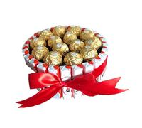 Tartas Kinder: Cesta de chocolate perfecta para regalar en Navidad, San Valentín y cumpleaños con Kinder Bueno, Schoko Bons, Ferrero y flores preservadas (Circular medium Ferrero)