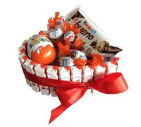 Tartas Kinder: Cesta de chocolate perfecta para regalar en Navidad, San Valentín y cumpleaños con Kinder Bueno, Schoko Bons, Ferrero y flores preservadas (Corazón medium)