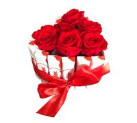 Tartas Kinder: Cesta de chocolate perfecta para regalar en Navidad, San Valentín y cumpleaños con Kinder Bueno, Schoko Bons, Ferrero y flores preservadas (Corazón mini con rosas preservadas)