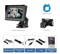 Taruor Cámara para Coche de bebé 4,3, Monitor para bebé, Visión Nocturna, Rotación de 360 Grados, Espejo Asiento Orientado hacia Atrás, Bebés y Niños Pequeños