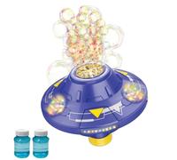 Taruor Fabricante de Burbujas con Efectos de Luz Vívidos, Juguete Platillo Volador para Fiestas Burbujas en Interiores y Exteriores, Batería Larga Duración, Salida 32 Orificios (Púrpura)