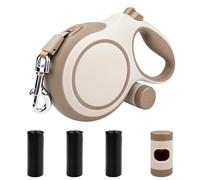 Tarvixil 8m Correa Perro Extensible hasta 50Kg con Dispensador de Bolsas, Correas para Perros 360° Anti-Enredo con Mango Ergonómico y Botón de Bloqueo Rápido para Perros Medianos y Grandes(Marrón)