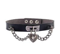 TASBERN Gargantilla punk de cuero con tachuelas para mujer, collar gótico de metal con tachuelas, estilo punk rock, color negro, Zinc, No es una piedra preciosa