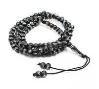 Tasbih - Collar con 99 cuentas de oración de Alá y Muhammad grabadas, rosario de oración islámica, islámico, Misbaha, Tasbeeh, sibha, 7 mm, musulmán (negro)