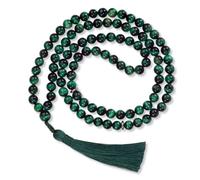 Tasbih - Cuentas de oración musulmana premium hechas con cuentas de piedra natural para misbaha diaria y meditación (8 mm (99 cuentas), ojo de tigre verde, verde oscuro)