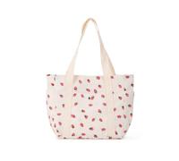 Tasche Damen Groß Cordtaschen Shopper mit Reißverschluss Kordsamt Handtasche Cord Erdbeer Druck SeitenTasche Große Beuteltasche Schultertaschen Weiß Damtaschen Tote Bag Einkaufstasche für Damen