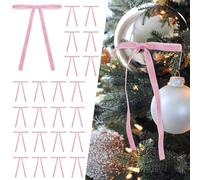 Tashace 24 Pcs Velvet Christmas Bows for Christmas Tree Wedding Velvet Ribbon Gift Bows Rustic Crafts Gift Bows for Xmas Home Outdoor Indoor Decorations(Pink)