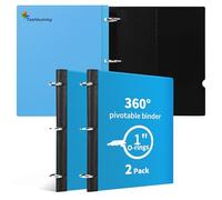Tashkummy Carpeta giratoria de 3 anillos de 360°, carpetas plegables mejoradas de 1 pulgada, paquete de 2, carpeta delgada de tres anillos pequeña para 8.5 x 11 pulgadas, para el hogar, la escuela y