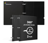 Tashkummy Carpeta giratoria de 3 anillos de 360°, carpetas plegables mejoradas de 1 pulgada, paquete de 2, carpeta delgada de tres anillos pequeña para 8.5 x 11 pulgadas, para el hogar, la escuela y