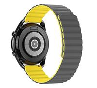 Tasikar 22mm Correas Compatible con Correa Samsung Galaxy Watch 3 45mm, Pulsera de Repuesto de Silicona con Cierre Magnético para Huawei Watch GT3 46mm/Watch GT2 46mm (Amarillo-Gris)