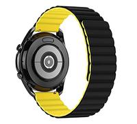 Tasikar 22mm Correas Compatible con Correa Samsung Galaxy Watch 3 45mm, Pulsera de Repuesto de Silicona con Cierre Magnético para Huawei Watch GT3 46mm/Watch GT2 46mm (Amarillo-Negro)