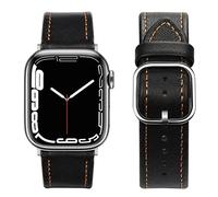 Tasikar Correas Compatible con Correa Apple Watch 49mm 45mm 44mm 42mm 41mm 40mm 38mm, Pulseras de Repuesto de Cuero Genuino Compatible para iWatch Ultra 9 8 7 6 5 4 3 2 1, SE (42/44/45mm, Negro)