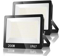 TASINUO Focos LED Exterior 200W 2 Paquete, IP67 Impermeable Proyector Exterior, 20000LM 6500K Super Brillante Blanco Frío Luz de Seguridad, Potente Luces LED para Estadio, Garaje, Jardín
