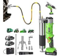 TaskStar 12000 PSI Engrasadora Batería: Kit de engrasadora 2 en 1 con 2 baterías, Manguera de 122 cm, acoplador de liberación rápida, Adaptador de 90°, luz LED, Ideal para Uso Industrial y agrícola