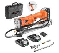 TaskStar 2-en-1 Engrasadora Bateria: 10000 PSI Pistola de Engrasar Eléctrica con 2 Baterías, Manguera de 39.4", 3 Engrasadores, Ideal para Maquinaria Pesada, como Tractores