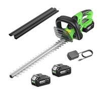 TaskStar Cortasetos Bateria: Cortasetos Electrico con Doble Cuchilla De 56 cm, Potencia De 600 W, 2×4,0 Ah Baterías, Potente para El Corte De Setos Y Arbustos