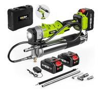 TaskStar Engrasadora 2 en 1 con 2* Baterías de 4000 mAh, [Mucho más Fácil de Usar] Engrasadora a Batería con Adaptador de Acoplador de Pistola de Engrasar de 90 Grados, y Luz LED Brillante