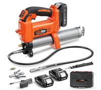 TaskStar Engrasadora a Batería de 10000 PSI: Engrasadora Mejorada con Control Automático del Volumen de Grasa, 2 Baterías *2,0AH, 3 Acopladores - 4,6 oz/min Eficaz para Tractores, Camiones y Máquinas