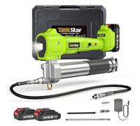 TaskStar Engrasadora Batería, [Super Eficiente] Kit de Pistola de Engrasar Eléctrica con 2 Baterías y Cargador, Manguera Flexible de 39,4”, Engrasadora de 10000 PSI,Verde Claro