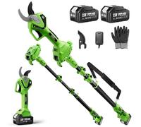 TaskStar Tijera de Podar Eléctrica con Mango Telescópico: 2-en-1 Tijeras de Jardín Eléctricas- Motor Sin Escobillas, 2X 4,0Ah Baterías, Hoja SK5 Extra, 2 Modos, Corte de 40mm para Árboles y Flores