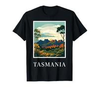 Tasmania Australia Vintage Retro Montaña Paisaje Urbano Arte Camiseta