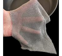 Taspooke Limpiador de Hierro Fundido & Fregador de COTA de Malla - Mejorado 3,8 mm Anillos 316L - para Sartenes y Recipientes; Malla Flexible Ideal para DIY (8''x8'')