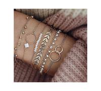 Tassel Bracelets for Women Geometric Leaves Beads Layered Chain Bracelet Set New Arrival