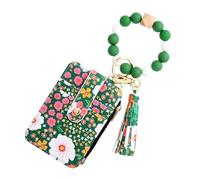 Tassel Keyrings Cartera - Borlas de Perlas Llavero Bolsillo para Tarjeta de Crédito, Llaveros Cartera con Pulsera para Viajes, Viajes de Negocios, Fiesta, Vida Diaria, verde, Siehe Beschreibung