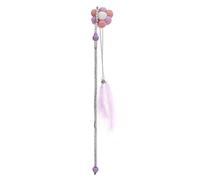 Tassel Teaser Cat Toy con Campanas y Plumas | Varita interactiva para Gatitos/Gatos Adultos | Juguete de Ejercicio Divertido con mordida Segura - Diseño Resistente | Stick PVC (Purple Sun Flower)