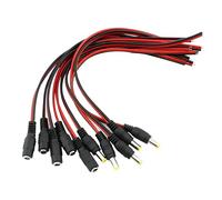 TASSFROO 10 PCS DC Power Pigtail Cable, 5.5 X 2.1mm DC Macho y Hembra Adaptador Pigtail 18AWG 12V 5A DC Power Pigtail Mujer Enchufe Macho y Conector Hembra para Seguridad Doméstica e Iluminación