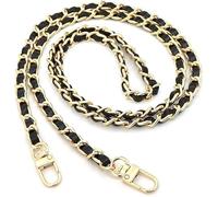 TASSFROO Correa de bolsillo negra y dorada, 120 cm, correa para el hombro para cambiar, correa de cadena estable, correa de repuesto para el hombro para bolso de hombro, accesorios de bolsillo para