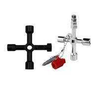 TASSFROO Juego de 2 llaves universales para armario de 4 vías, llave cruzada cuadrada, llave triangular, universal, 4 caras, multifuncional, para contador de electricidad y agua