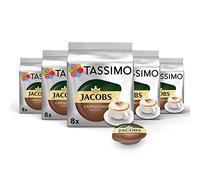 Tassimo Cápsulas de Café Jacobs Cappuccino, Café Molido de Tueste Natural, Café con Leche, Certificado Rainforest Alliance, 5 x 16 T-Discs